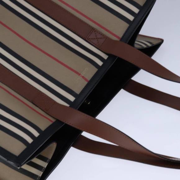 BURBERRY Nova Check Tote Bag PVC Leather Beige Auth 101908 - Picture 6 of 16